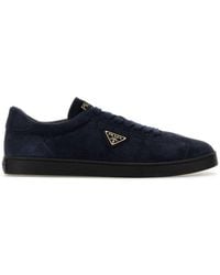 Prada - Dark Blue Suede Sneakers - Lyst
