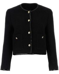 Miu Miu Bouclã Cardigan in Black | Lyst