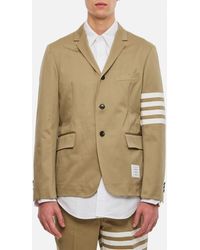 Thom Browne - Single-Breasted Cotton Twill Sport Jacket With Iconic Sleeve Stripes - Lyst