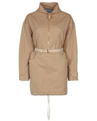 Prada - Mock Collar Mini Dress - Lyst