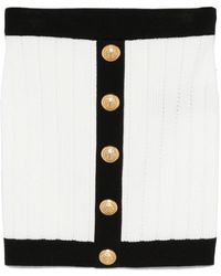 Balmain - Knitted Buttoned Mini Skirt - Lyst
