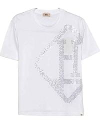 Herno - Crew Neck Sequin Logo T-Shirt - Lyst
