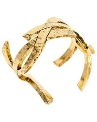 Saint Laurent - Golden Cassandre Cuff Bracelet - Lyst