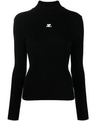 Courreges - Courrèges Rib Knit Mock Neck Sweater - Lyst