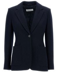 Max Mara - Dark Solid Notched Lapel Blazer - Lyst