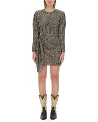 Isabel Marant - Animal Print Round Neck Mini Dress - Lyst