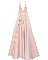 Solace London - Peach Solid Halter Neck Maxi Dress - Lyst