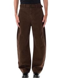 Lemaire - Cotton Trousers With Belt - Lyst
