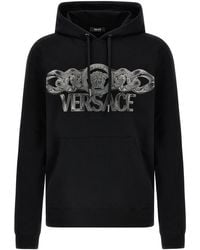 Versace - Intricate Logo Print Sweatshirt With Kangaroo Pocket - Lyst