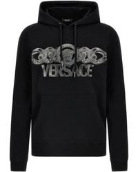 Versace - Intricate Logo Print Sweatshirt With Kangaroo Pocket - Lyst
