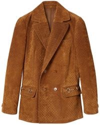 Gucci - Suede Leather Double-Breasted Jacket - Lyst