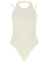 ANDREADAMO - Ivory Stretch Viscose Blend Bodysuit - Lyst