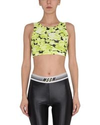 MSGM - Floral Round Neck Top - Lyst