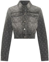 Marine Serre - Faded Cropped Denim Jacket - Lyst
