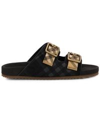 Burberry - Elegant Leather Buckle Sandals - Lyst