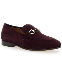Ferragamo - Bordeaux Loafers With Gancini Plaque On The Front And Low Heel - Lyst