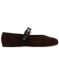 Miu Miu - Dark Suede Ballet Flats - Lyst