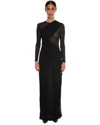 Saint Laurent - Crew Neck Full Length Dress - Lyst