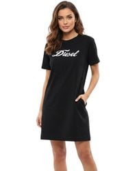 DIESEL - Logo Crew Neck Mini Dress - Lyst