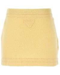 【送料&関税込】Prada Yellow Cashmere Mini Skirt Cashmere miniskirt in yellow - Prada | Mytheresa