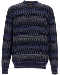 Missoni - Zigzag Pattern Wool Sweater With Crew Neck - Lyst