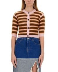 Marni - Chic Cropped Striped Cardigan - Lyst