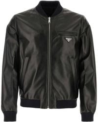Prada - Nappa Leather Reversible Bomber Jacket - Lyst
