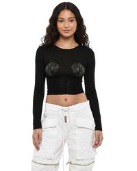 DSquared² - Embellished Crew Neck Top - Lyst