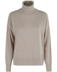 Woolrich - Turtleneck Sweater With Ribbed Detailing - Lyst