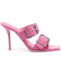 McQueen - Punk Double Buckle Leather Sandals - Lyst