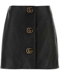 Gucci - Leather Mini Skirt - Lyst