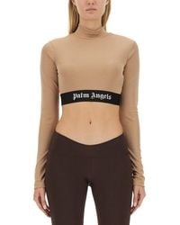 Palm Angels - Logo Mock Collar T-Shirt - Lyst