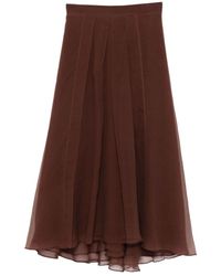 Brunello Cucinelli - Silk Long Skirt - Lyst