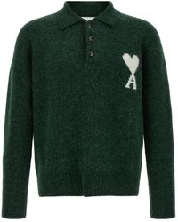 Ami Paris - Solid Shirt Collar Polo - Lyst