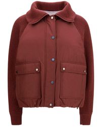 Brunello Cucinelli - Down Jacket With Wool Sleeves - Lyst