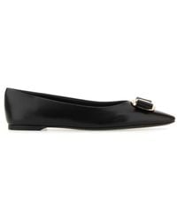 Ferragamo - Zea Leather Ballerina Flat - Lyst