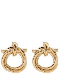 Ferragamo - Golden Gancini Stud Earrings - Lyst