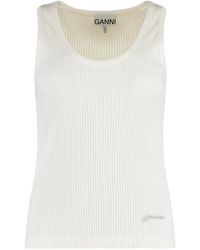 Ganni - Knitted Scoop Neck Top - Lyst