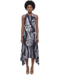 Stella McCartney - Abstract Round Neck Midi Dress - Lyst