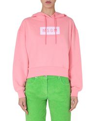MSGM - Logo Hood Sweatshirt - Lyst
