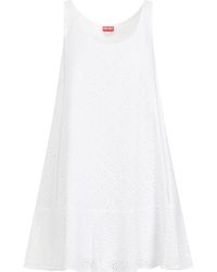 KENZO - Elegant Broderie Anglaise Mini Dress - Lyst