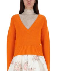 Ganni - Knitted V Neck Sweater - Lyst