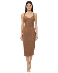 Elisabetta Franchi - Geometric Sweet Heart Neck Midi Dress - Lyst