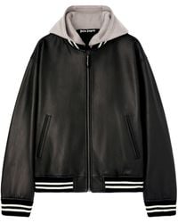 Palm Angels - Curved Logo Leather Bomber - Lyst