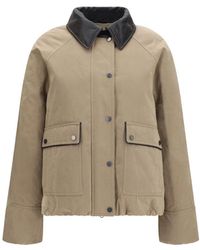 Brunello Cucinelli - Padded Down Jacket With Leather Collar - Lyst