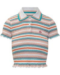 CASABLANCA - Shirred Polo With Stripes - Lyst