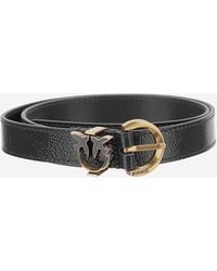 Pinko - Leather Belt With Logo - Lyst