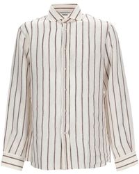 Brunello Cucinelli - Natural Regular Stripes Shirt - Lyst