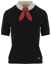 Valentino - Solid Shirt Collar Top - Lyst