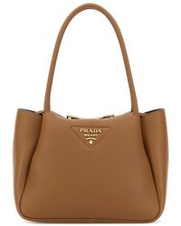 Prada - Caramel Logo Small Satchel - Lyst